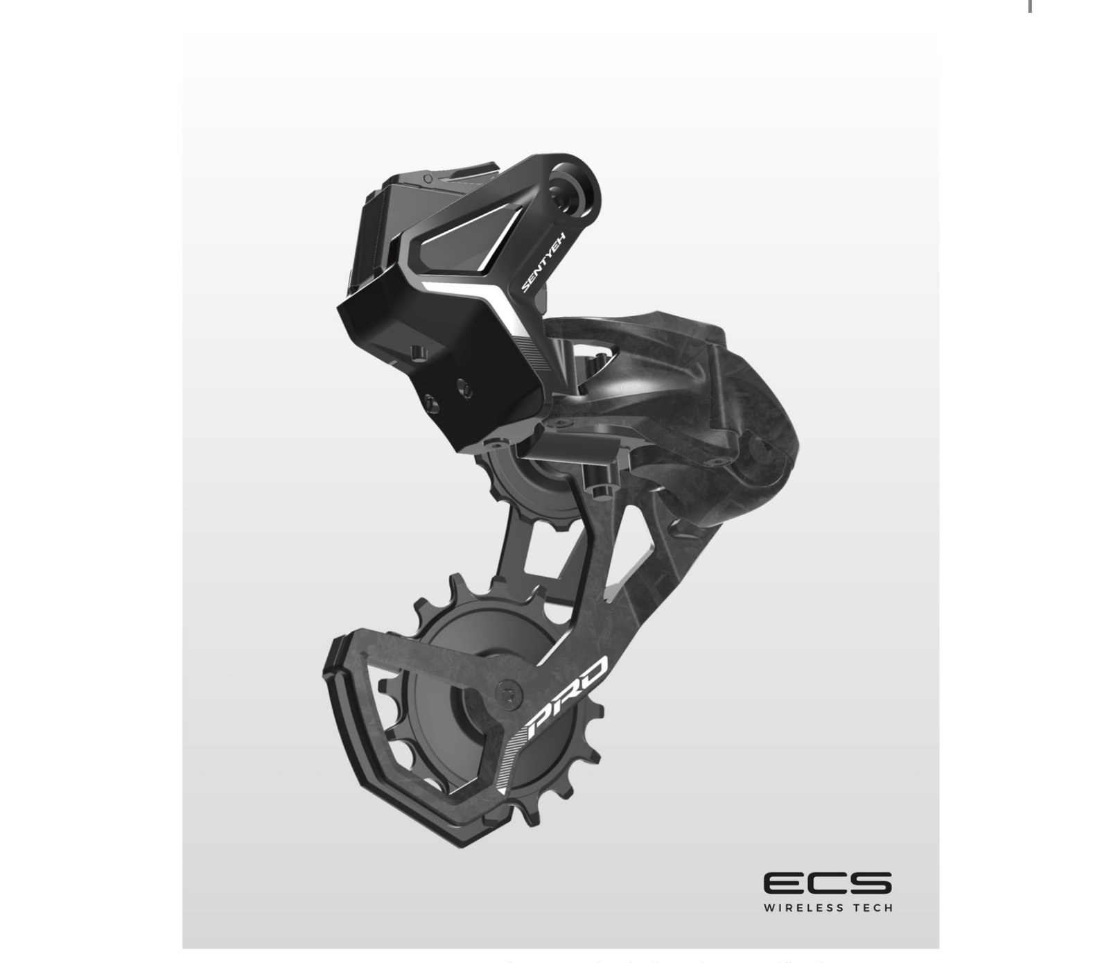 Dérailleur électronique PRO SENTYEH monté sur cassette large amplitude